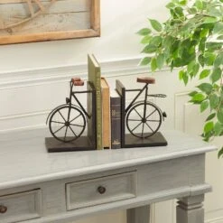 9" Contemporary Bicycle Iron Bookend Set 24 9" Contemporary Bicycle Iron Bookend Set -Optima Home Decor Store D494219S 8