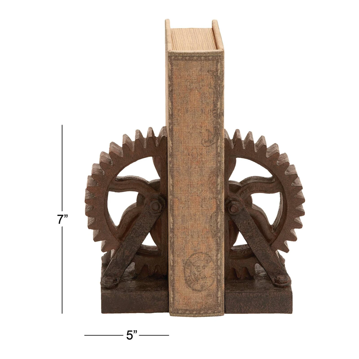 7" Brown Industrial Gear Bookends 8 7" Brown Industrial Gear Bookends - Image 6