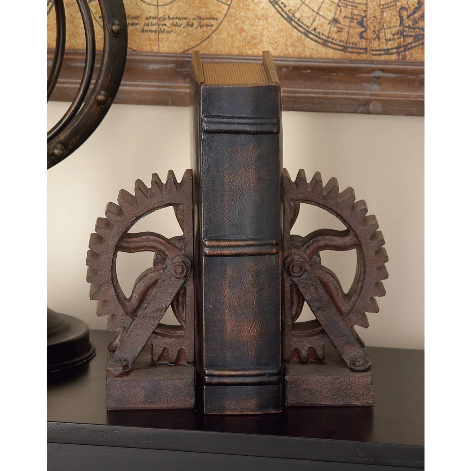 7" Brown Industrial Gear Bookends 4 7" Brown Industrial Gear Bookends - Image 2