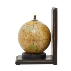 8" Rustic Brown Wood Globe Bookends -Optima Home Decor Store D494232S 6