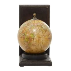 8" Rustic Brown Wood Globe Bookends -Optima Home Decor Store D494232S 7