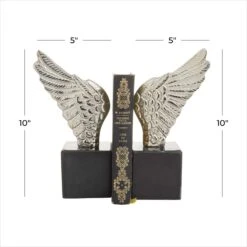 10" Angel Wing Aluminum Bookend Set -Optima Home Decor Store D511349S 6