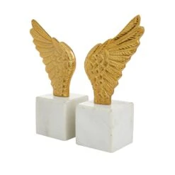 10" Angel Wing Aluminum Bookend Set -Optima Home Decor Store D511350S 2