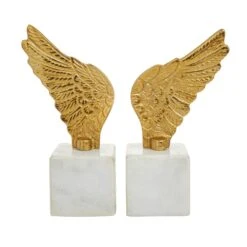 10" Angel Wing Aluminum Bookend Set -Optima Home Decor Store D511350S 5