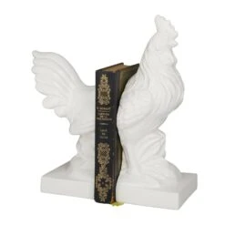The Novogratz Modern Rooster Farmhouse Dolomite Bookend Set -Optima Home Decor Store D511351S 1