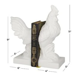 The Novogratz Modern Rooster Farmhouse Dolomite Bookend Set -Optima Home Decor Store D511351S 5