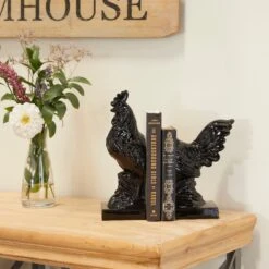 The Novogratz Modern Rooster Farmhouse Dolomite Bookend Set -Optima Home Decor Store D511352S 7