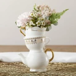 Kate Aspen® Medium Tea Time Whimsy Ceramic Bud Vase 11 Kate Aspen® Medium Tea Time Whimsy Ceramic Bud Vase -Optima Home Decor Store D588364S 3