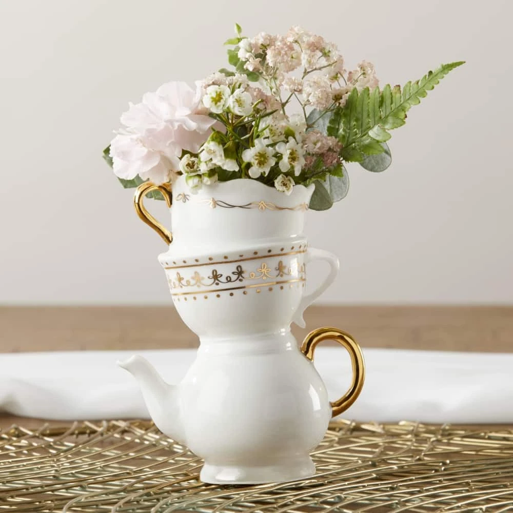 Kate Aspen® Medium Tea Time Whimsy Ceramic Bud Vase 5 Kate Aspen® Medium Tea Time Whimsy Ceramic Bud Vase - Image 3