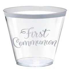 AMSCAN 9oz. Metallic Silver First Communion Plastic Cups, 30ct.