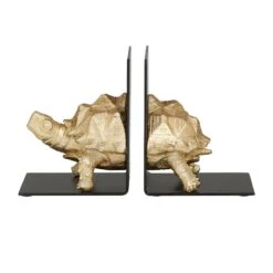 CosmoLiving By Cosmopolitan Brass Polystone Coastal Bookends, 6" X 5" X 4" -Optima Home Decor Store D615231S 2