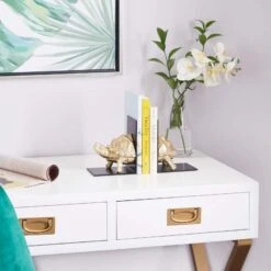 CosmoLiving By Cosmopolitan Brass Polystone Coastal Bookends, 6" X 5" X 4" -Optima Home Decor Store D615231S 7