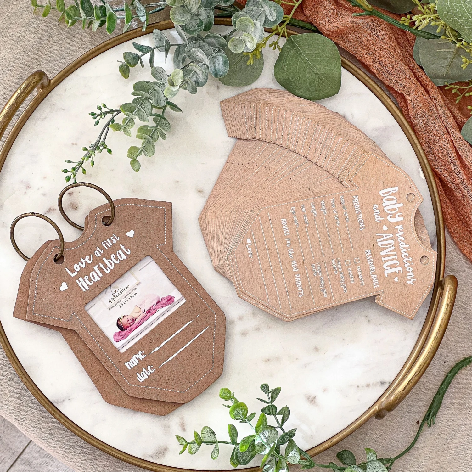 Kate Aspen® Kraft Onesie Shape Baby Shower Prediction Advice Card Keepsake Book Set 3 Kate Aspen® Kraft Onesie Shape Baby Shower Prediction Advice Card Keepsake Book Set