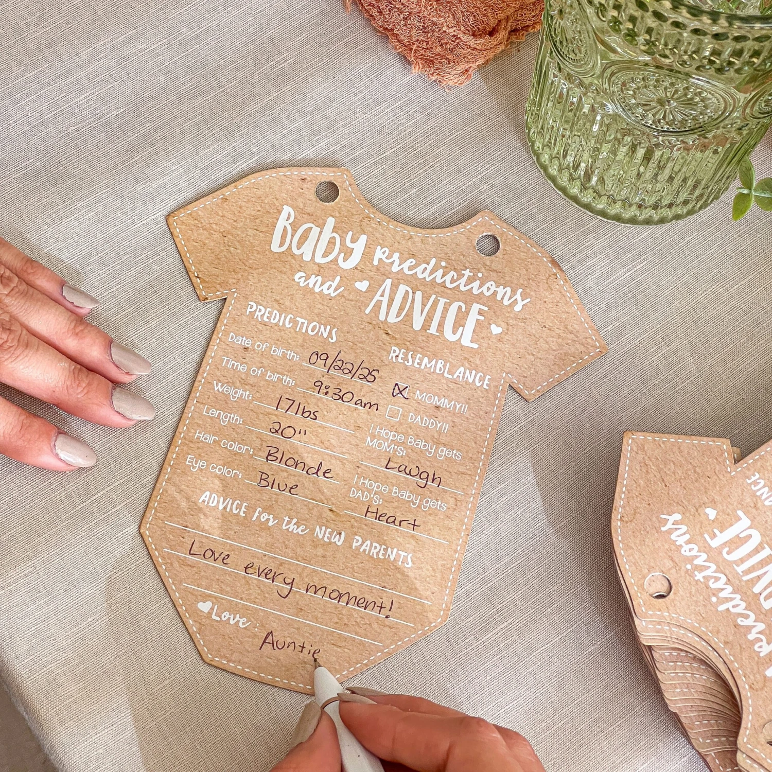 Kate Aspen® Kraft Onesie Shape Baby Shower Prediction Advice Card Keepsake Book Set 4 Kate Aspen® Kraft Onesie Shape Baby Shower Prediction Advice Card Keepsake Book Set - Image 2