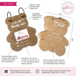 Kate Aspen® Kraft Bear Shape Baby Shower Prediction Advice Card Keepsake Book Set -Optima Home Decor Store D700388S 6