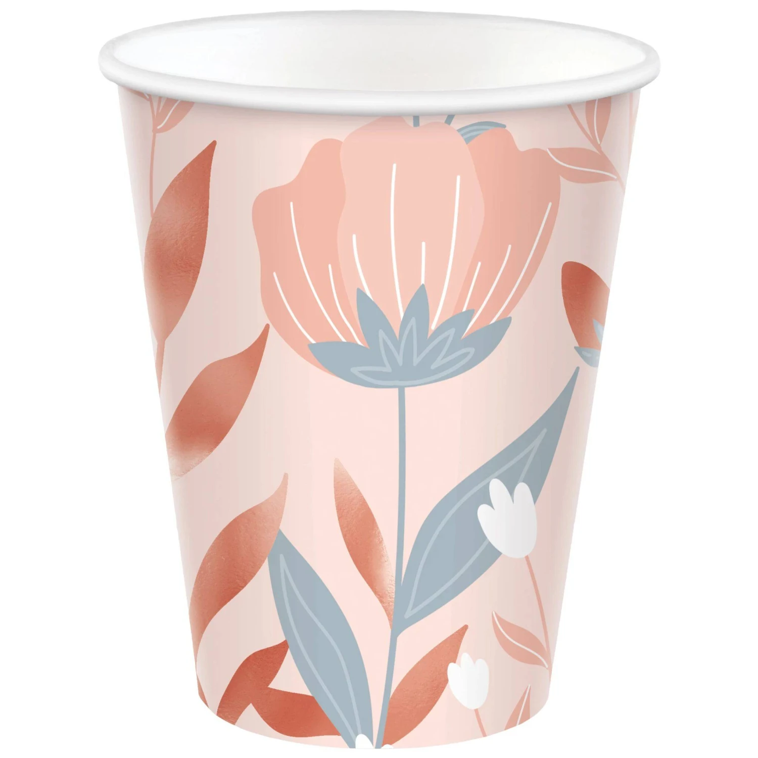 AMSCAN 12oz. Rose Gold Floral Paper Cups, 40ct. 3 AMSCAN 12oz. Rose Gold Floral Paper Cups, 40ct.