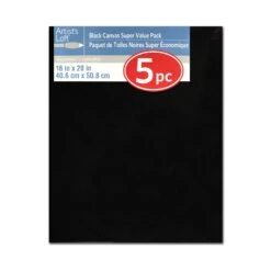 4 Packs: 5 Ct. (20 Total) 16" X 20" Black Canvas Super Value Pack By Artist's Loft® Necessities™ -Optima Home Decor Store MP574552 1